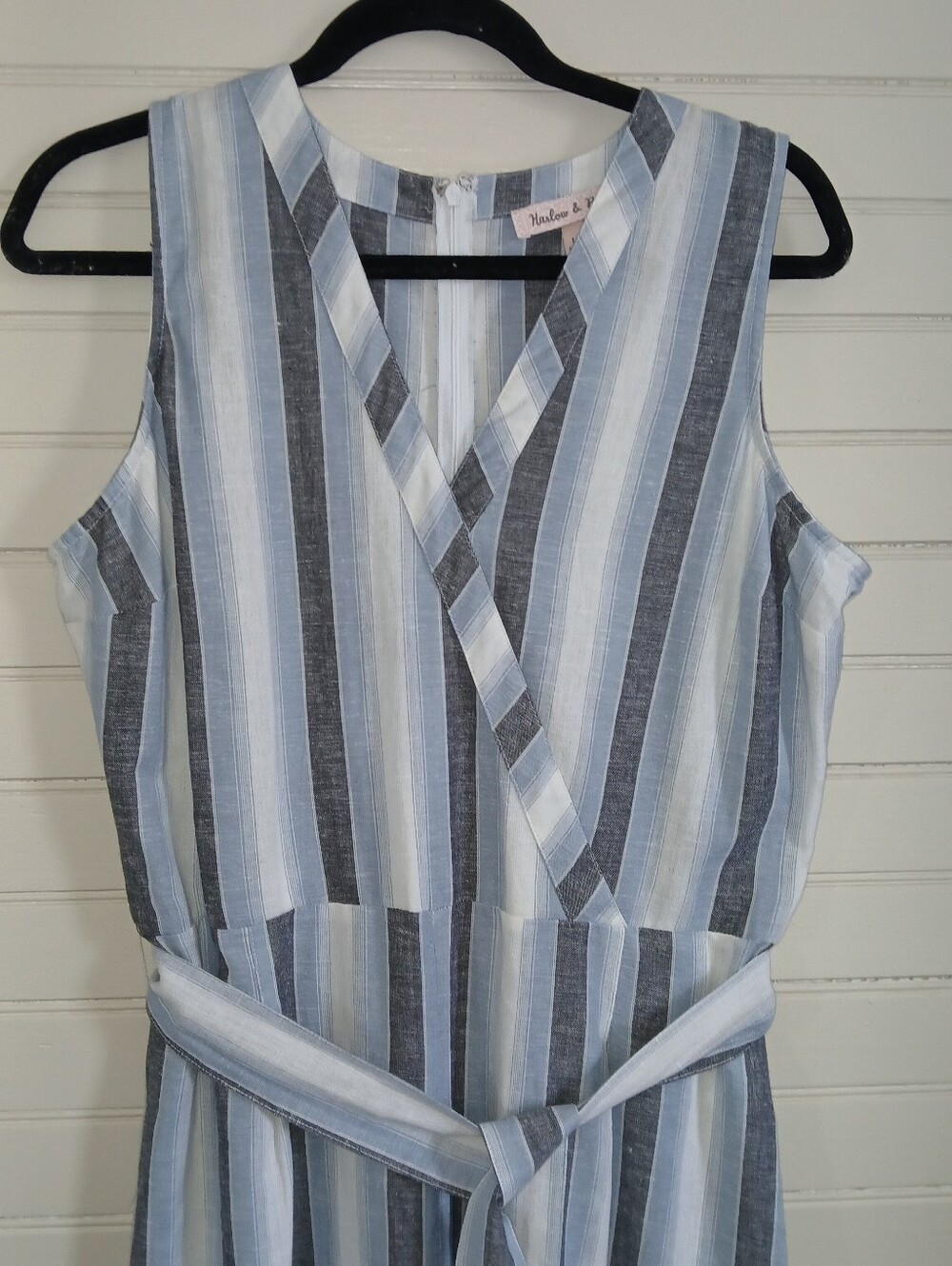Jumpsuit Cotton Linen Large Striped Pockets Summer Vacation Harlow And Rose